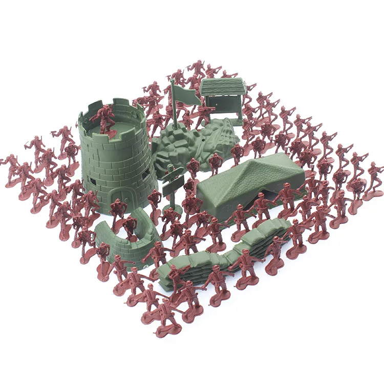 

100pcs/set WW Soldiers Figures Military Weapons Mini Sand Table Model Toy For Children Plastic Model