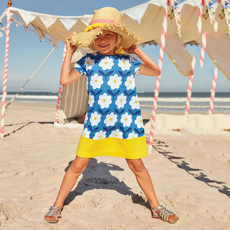 2022 Summer Style Cotton Dress for Girls Kids Clothes Short-Sleeved O-Neck Princess Cartoon Dresses 1-6 Years Old | Детская одежда и