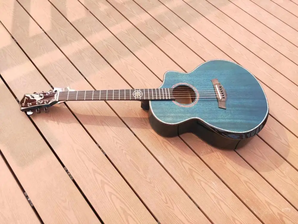 Однотонная Акустическая гитара 41 размер с подлокотником синего цвета|Гитары| |