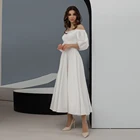 Элегантные гражданские Короткие свадебные платья для невесты, свадебное платье длиной ниже колена цвета слоновой кости, с пышными рукавами, трапециевидной формы, женское свадебное платье