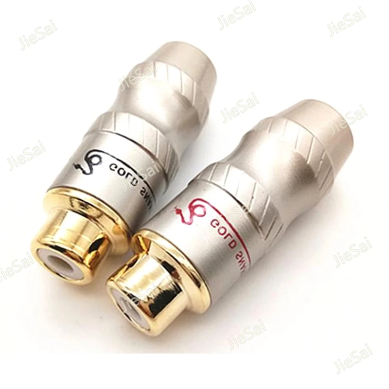

2pcs Silver Welding Joint Gold-plated Famale Wiring Socket RCA Lotus AV Audio Interface Wire Lengthen Plug Connector