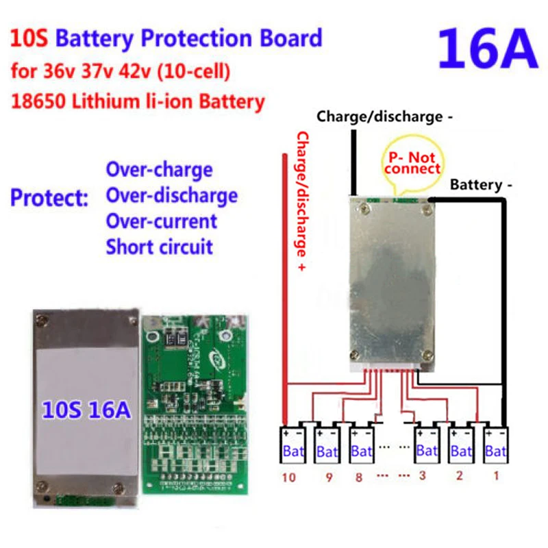 10S 36V 15A литий-ионный аккумулятор питания Bms Pcb Pcm Защитная плата для
