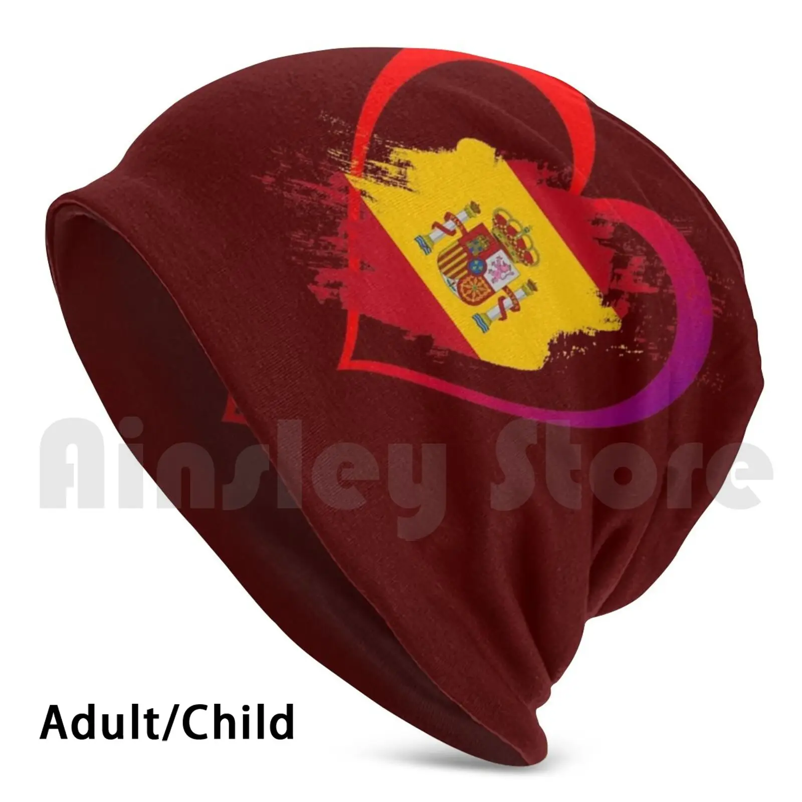

Spanish Heart Beanie Hedging Cap DIY Print Cushion Spain Spanish Flag Flags Heart Patriotism Patriotic Pattern Pretty Love