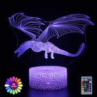 Акриловая настольная лампа 3D динозавр, светодиодный USB светильник для дома, спальни, Декор, ночник с сенсорнымдистанционным управлением, подарок на Рождество, день рождения