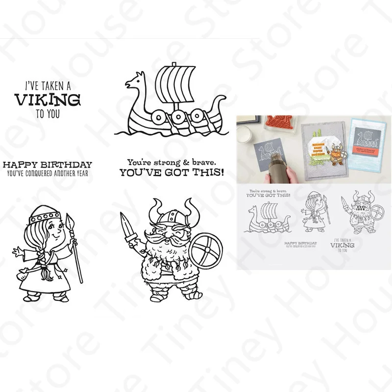 

BRAVE VIKINGS Pattern Metal Cutting Dies and Clear Stamps For Diary Decoration Art Making Greeting Card Scrapbooking New Arrival
