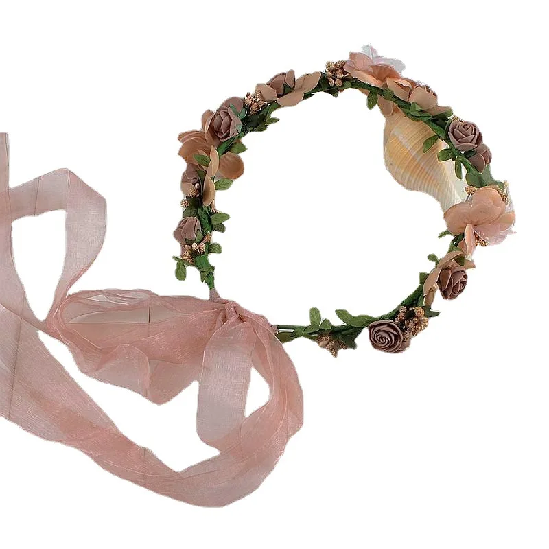 

Lady Girl Sweet Princess Crown Flower Hair Wreath Floral Hairbands Beach Wedding Party Headband Bridal Bridesmaid Headdress