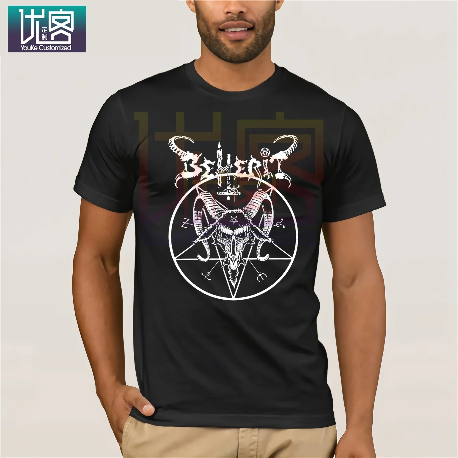 Черная футболка с металлическим принтом бурзум крутая надписью Diablo простые