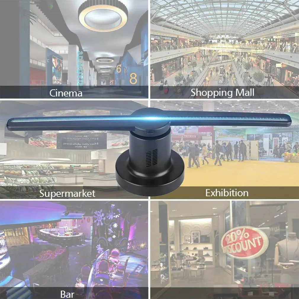 3D светодиодный Wi Fi голографический проектор дисплей веер голограмма рекламная лампа 3d проигрыватель