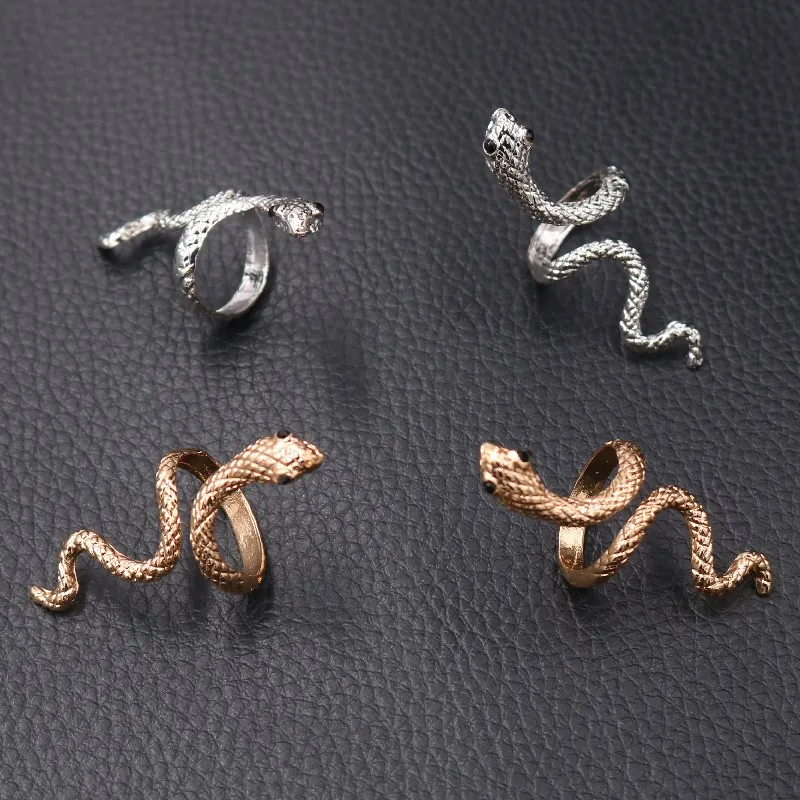 

1Pair Punk Cute Adjustable Vipers Couple Ring For Women Men Rock Hip Hop Metal Color A236nimals Open Finger Ring Party Jewelry