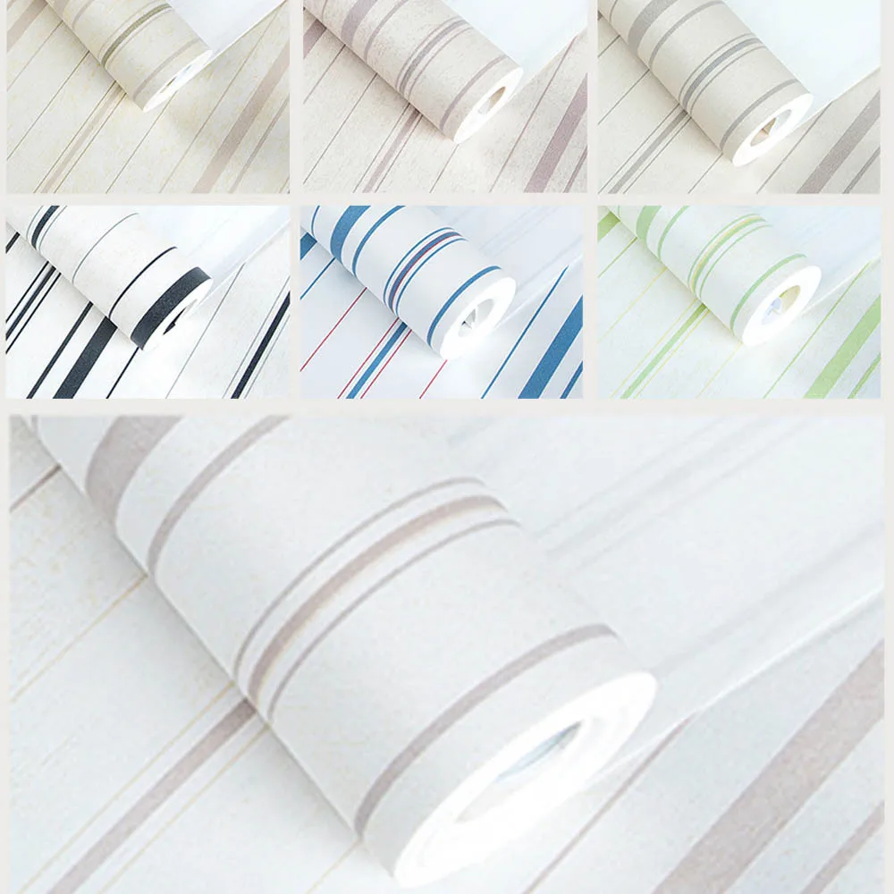 Child Room Striped Wallpaper Girl Boys Wallpapers Roll Wall Decoration Modern Minimalist Blue Vertical Stripes | Дом и сад