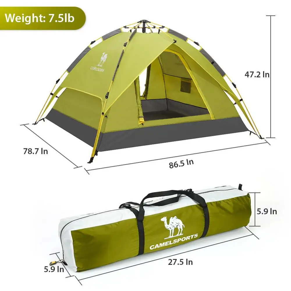 Verkaufen KAMEL 3-4 Personen Double Schicht Frühling-geladen Automatische Zelt Outdoor Camping Wandern Reise Zelt Wasserdicht Verdicken Familie Zelte