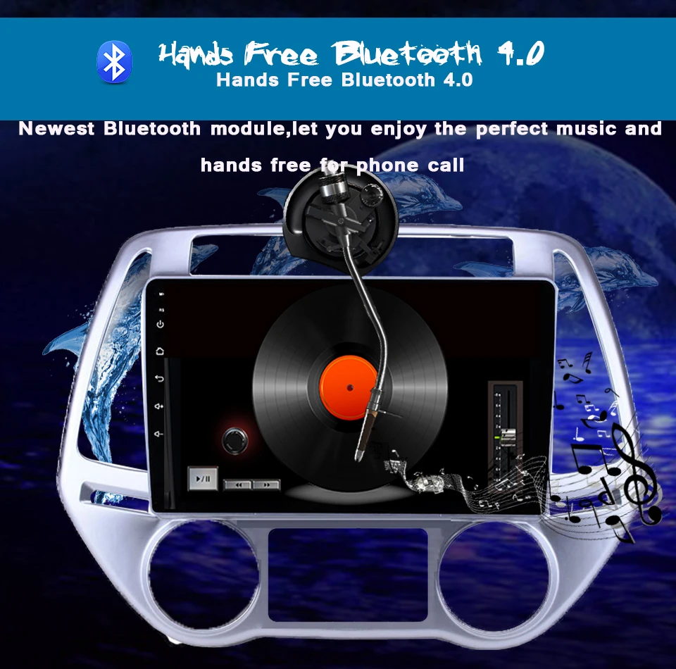 

9'' IPS 2.5D Screen In Dash Car Cassette Head Unit video audio music player with gps navi monitor for Hyundai I20 2008-2014