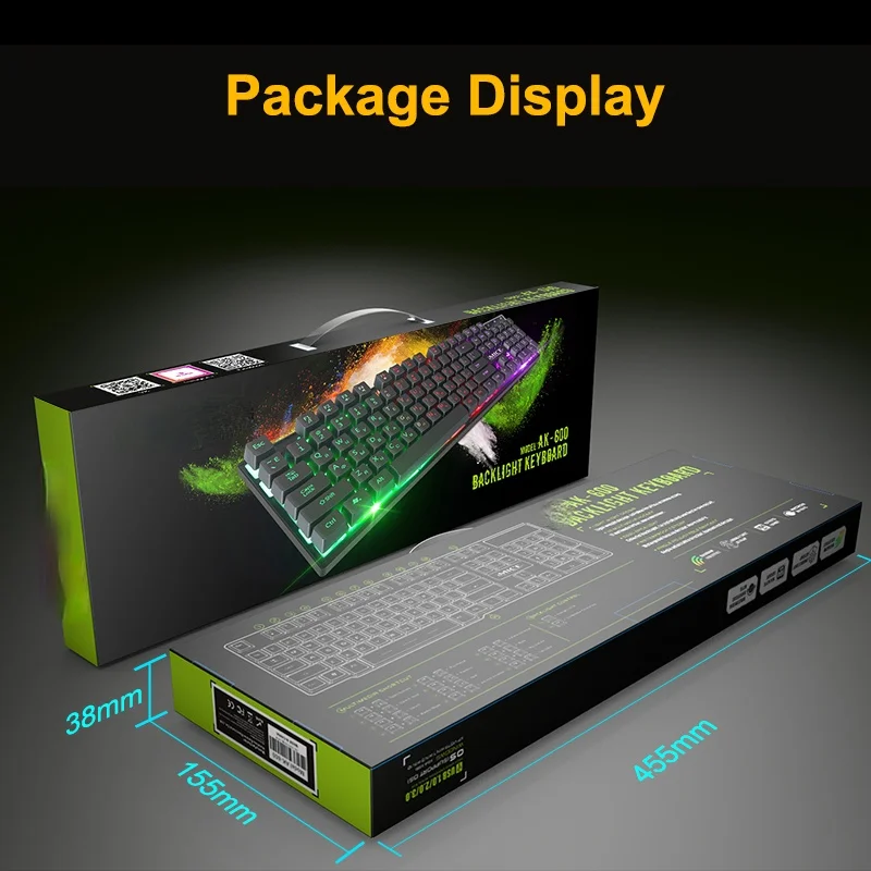 

Gaming Keyboard Wired Gamer keyboards With Backlit 104 Rubber Keycaps Russian Ergonomic USB Keyboard For PC Laptop