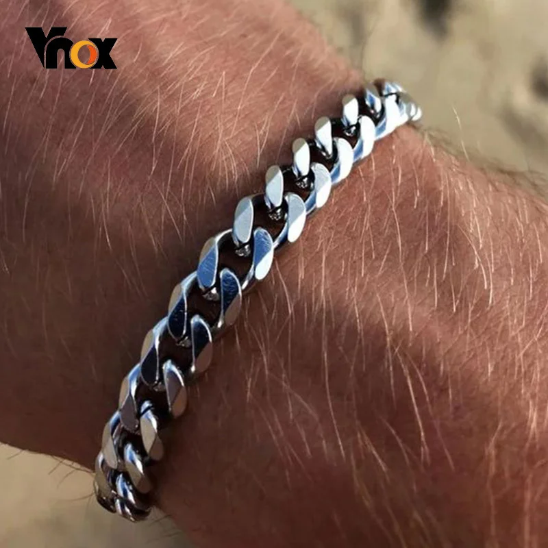 

Vnox Simple Cuban Chain Bracelets for Men Women,Anti Allergy Hypoallergenic Stainless Steel Wrist Jewelry, 3/5/7/9mm,18/21/23cm