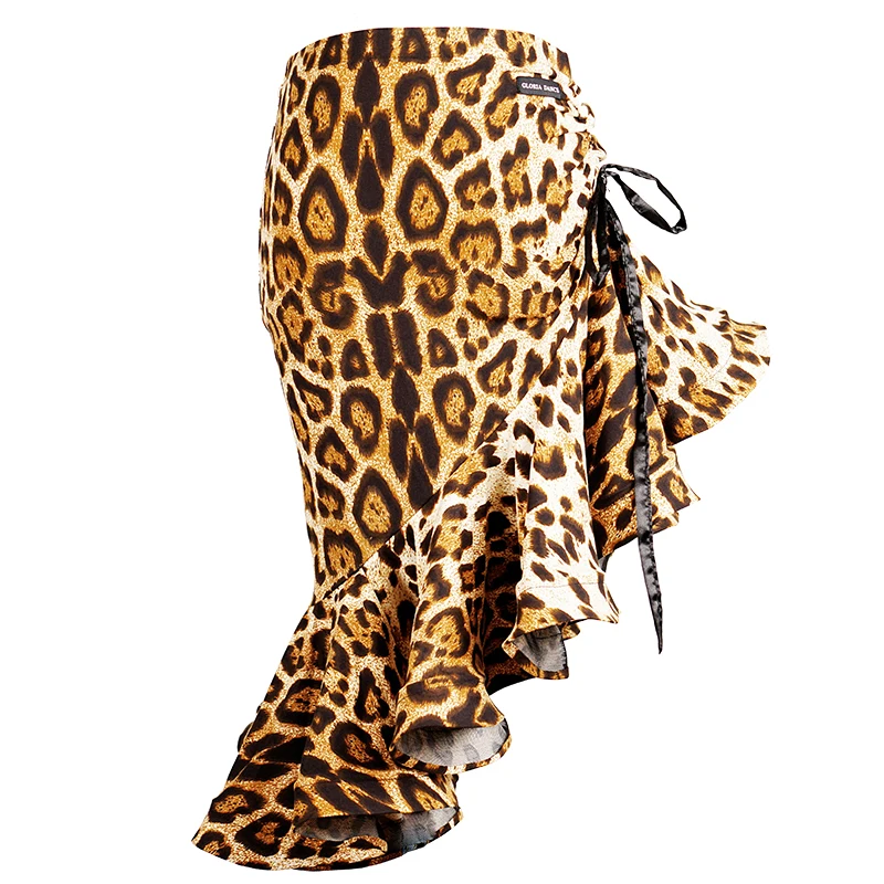 

Leopard Latino Dance Skirts For Girls Latin Ballroom Practice Wear Kids Tap Dance Wear Salsa Outfits Tango Stage Costume JL1582