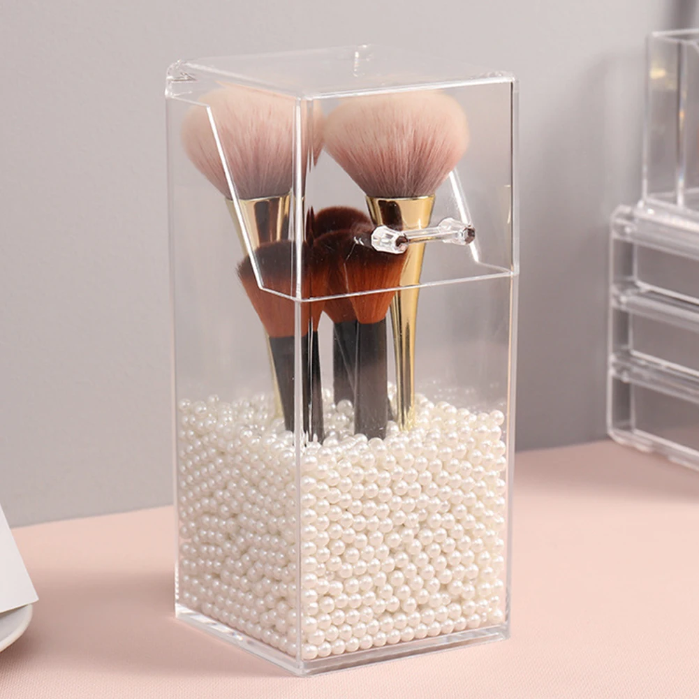 

Acrylic Dustproof Makeup Brush Storage Tube with Lid Beauty Brush Eyebrow Pencil Eyeliner Cosmetic Storage Box