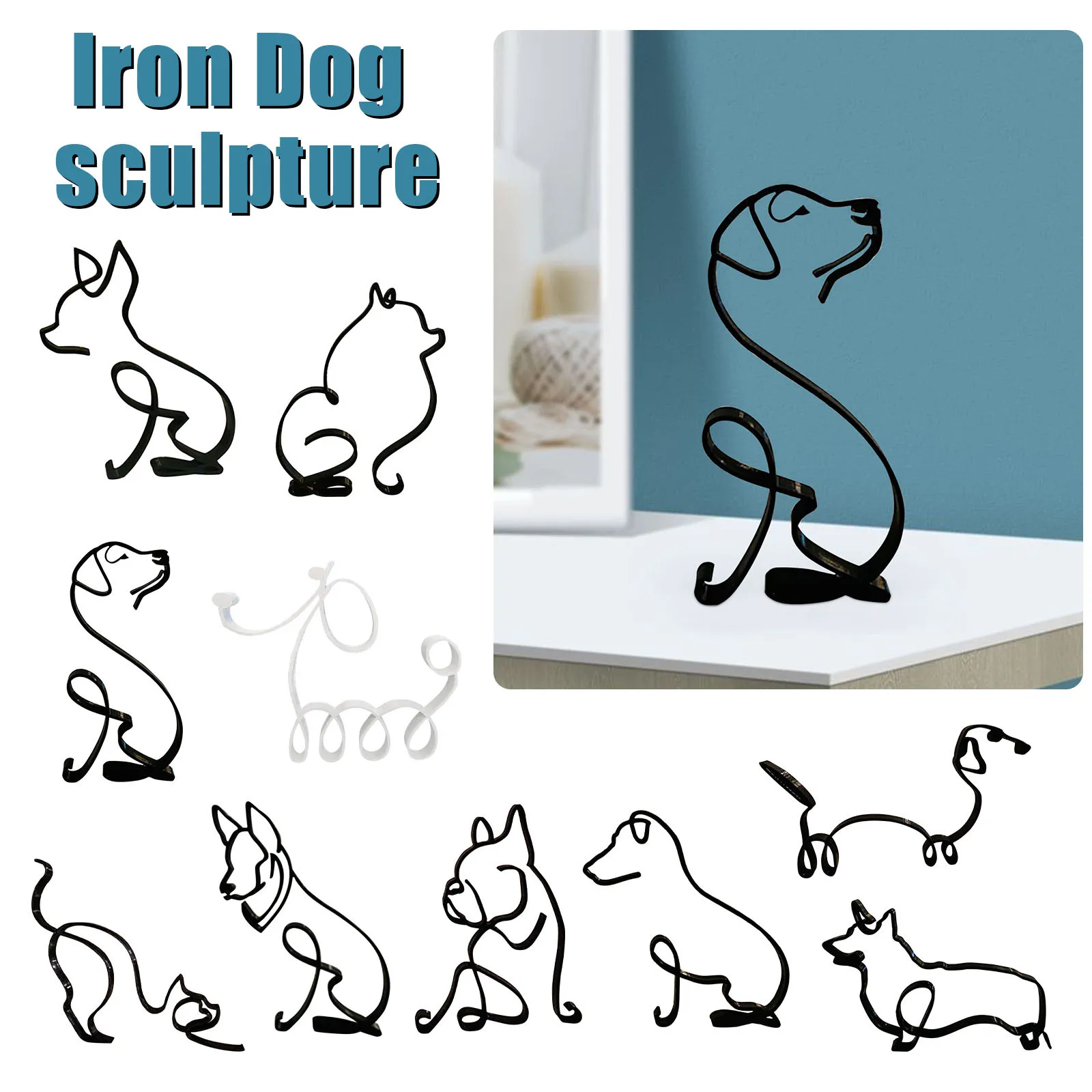

Dog Minimalist Art Sculpture Personalized Gift Metal Decor Modern Home Decoration Office Accessories статуэтки для интерьера
