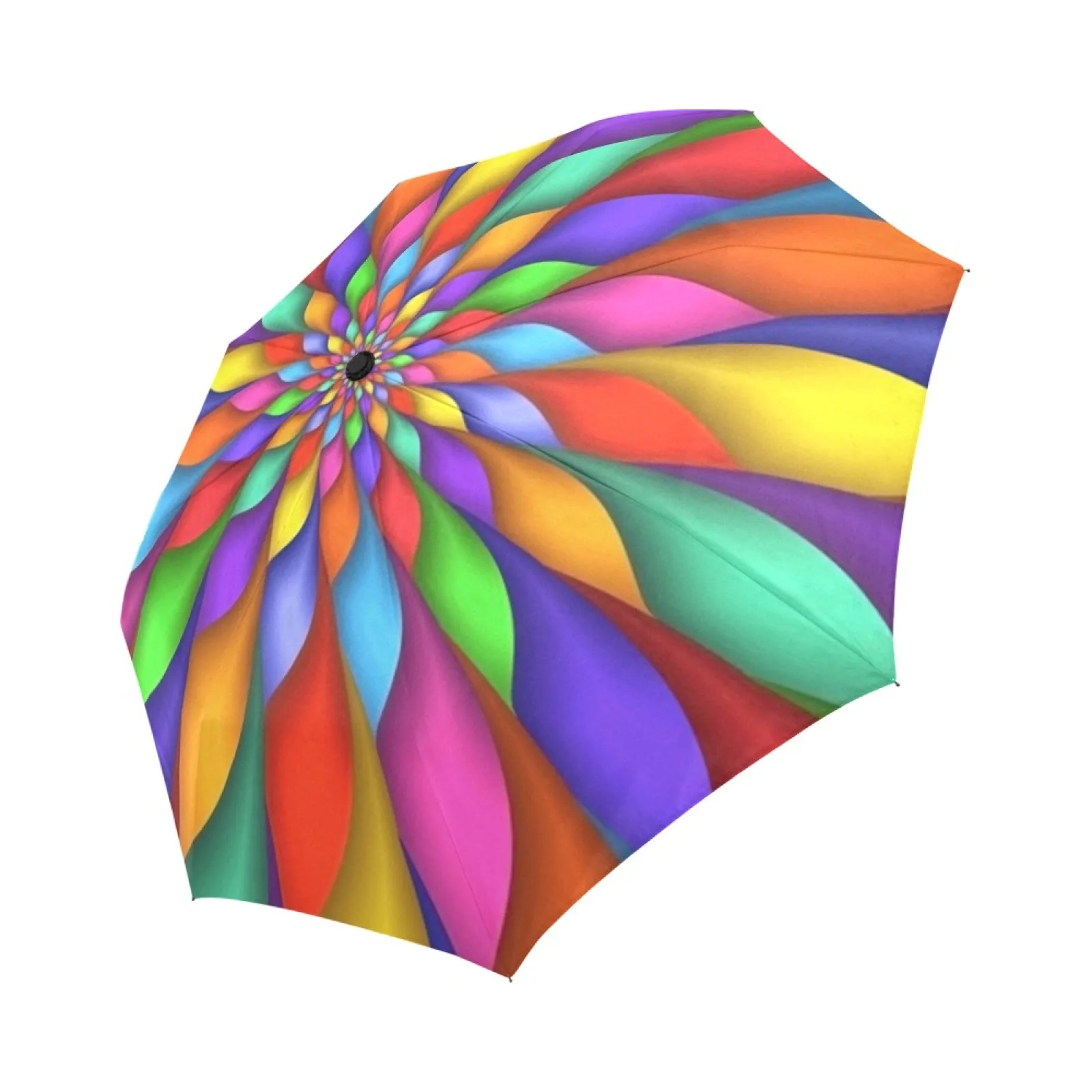 

Automatic Tri-Fold Umbrella Psychedelic Rainbow Foldable Umbrella For Women