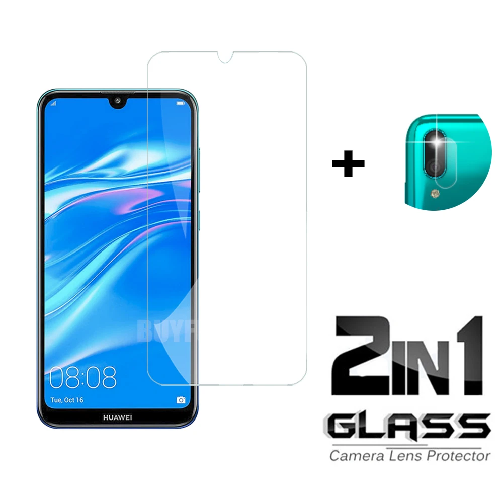 Закаленное стекло 2 в 1 для Huawei Y7 2019 Y6 pro prime P S 2020 Y5 Y 7 6 Prime объектив камеры|Защитные
