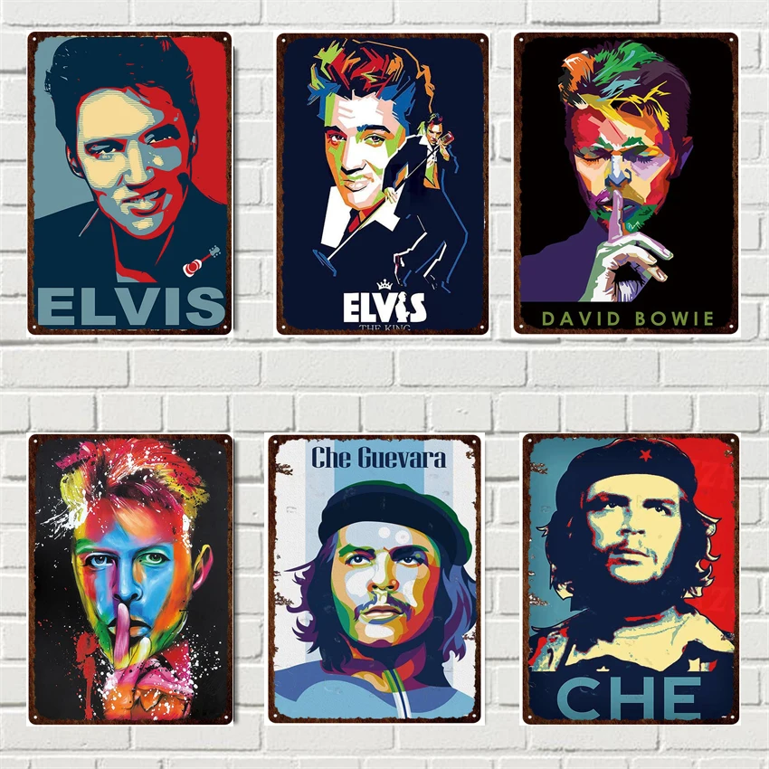 

Пластина Elvis, портрет рок-певицы, жестяной плакат, Дэвид Боуи Че Гевара, винтажный металлический плакат, декор для клуба, бара, дома