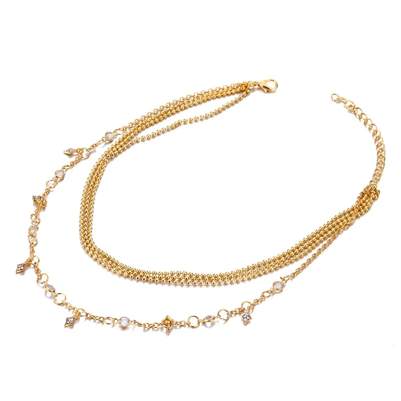 Золотое ожерелье-чокер короткие многослойные бусы с кисточками женские ожерелья