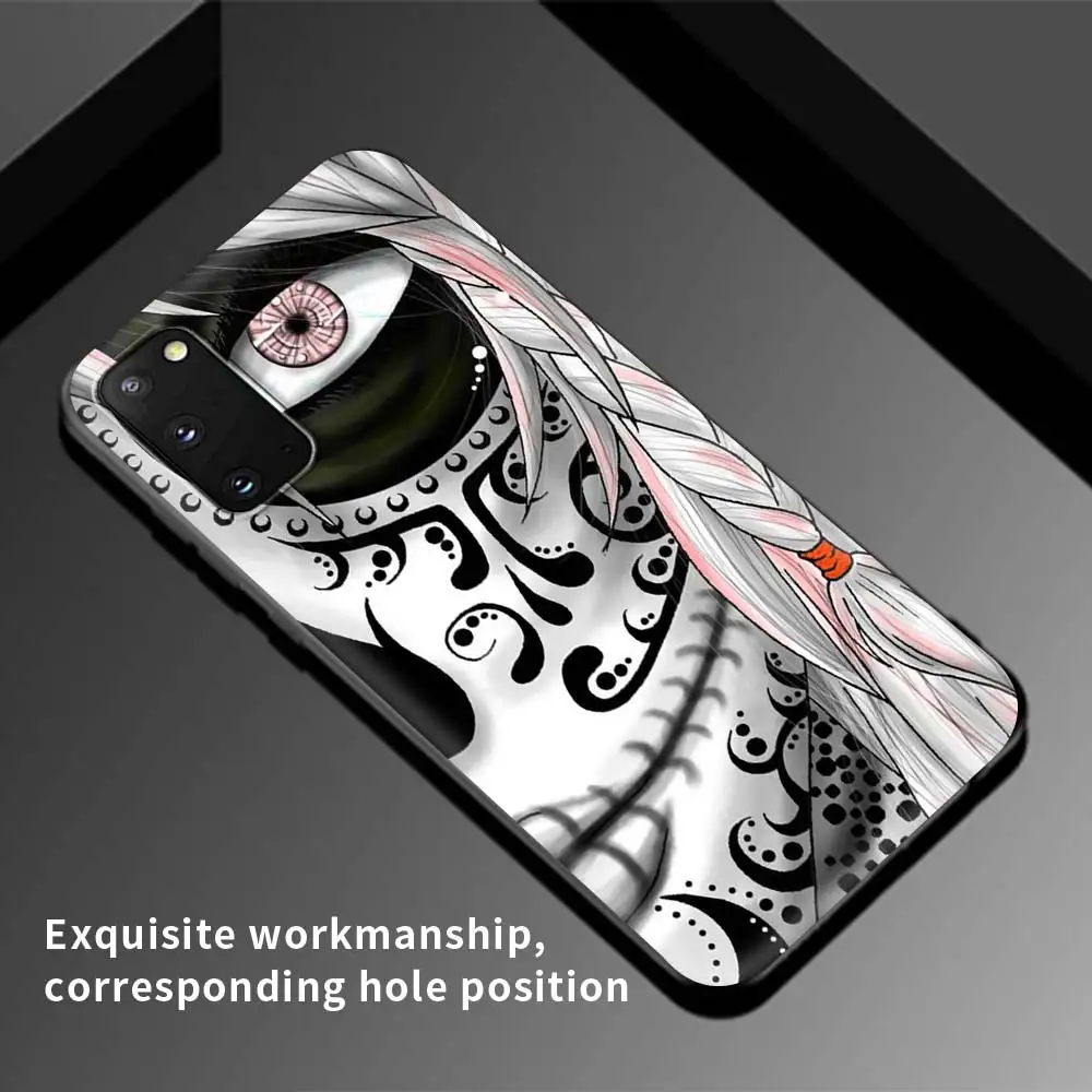 

Case For Samsung Galaxy S21 S20 FE S10 S8 S9 Plus S10e Black Soft Note 20 9 8 10 Lite Catrina Beautiful Rose Girl Skull Art