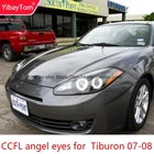 Головной светильник YibayTom WHITE 6000K CCFL, гало, ангел, глаза демона, комплект, ангельские глазки, светильник для Hyundai Tiburon 2007 2008