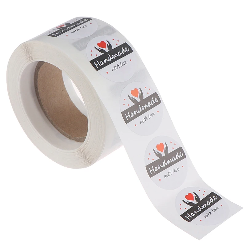 500 этикеток в рулоне круглая бумага ручная работа наклейки с любовью этикетки для