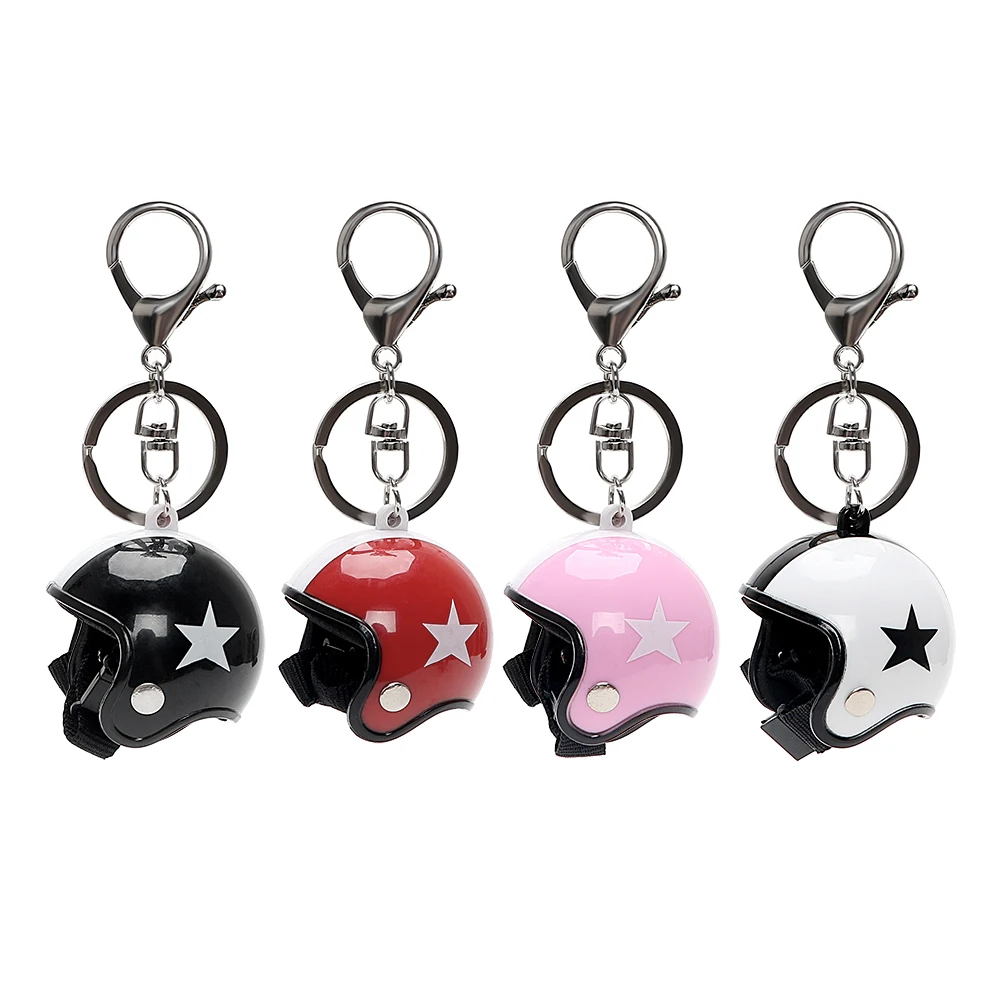 

Creative Car Auto Keychain Car Accessories Key Chain Key Holder Motorcycle Safety Helmets Five-star Keyfob Metal Key Rings