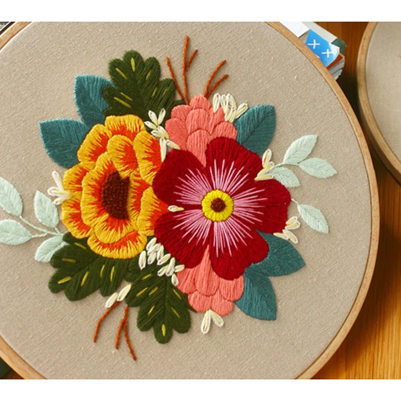 Набор цветочной вышивки сделай сам с обручем для начинающих наборы рукоделия
