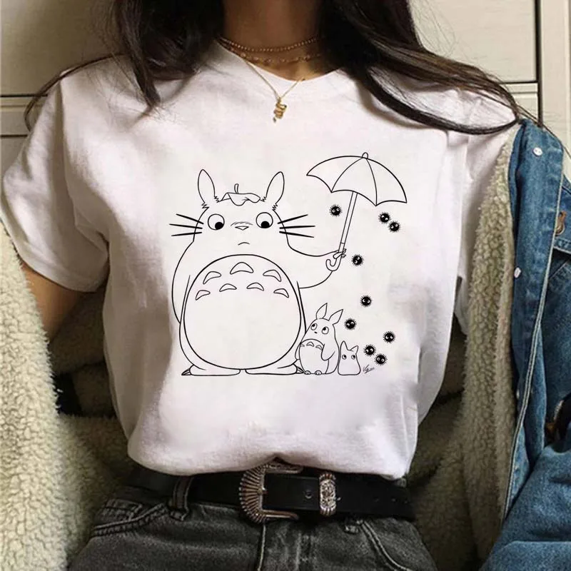 

Cartoon Anime Tshirts Ghibli Totoro Dust Bunny Pocket Women's Short Sleeve Casual Harajuku Kawaii Graphic T-Shirt Camiseta Mujer