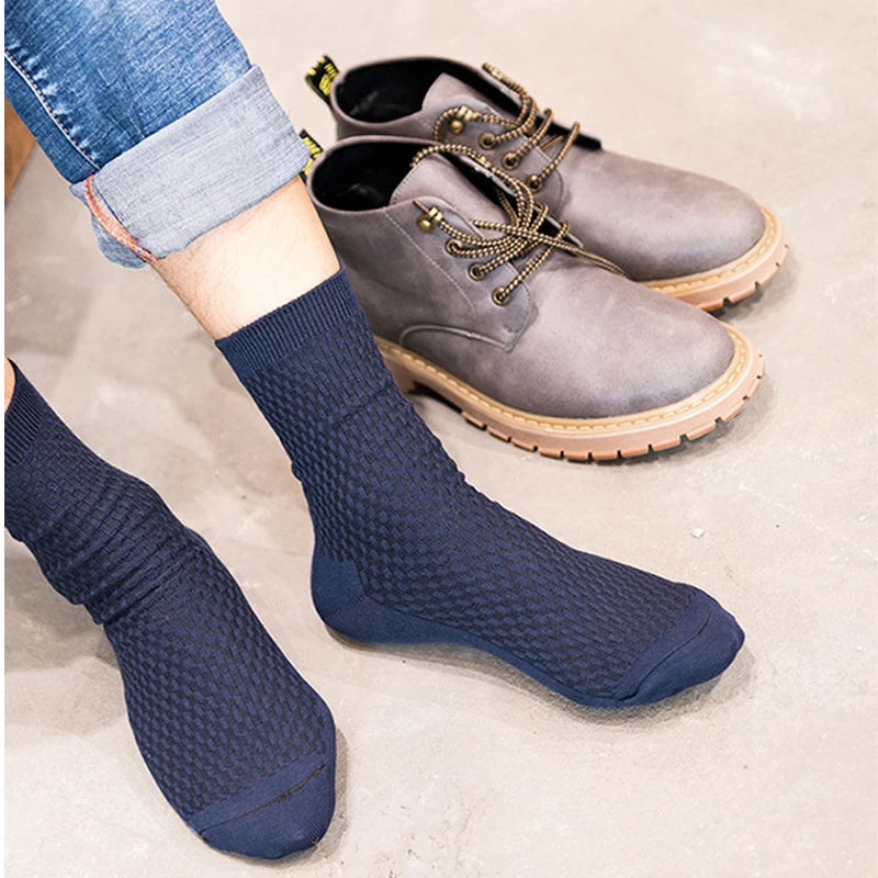 

5 Pairs/Lot High Quality Bamboo Socks Autumn Male Stockings Winter Dress Standard Casual Compression Socks 40-45 Long For Gift
