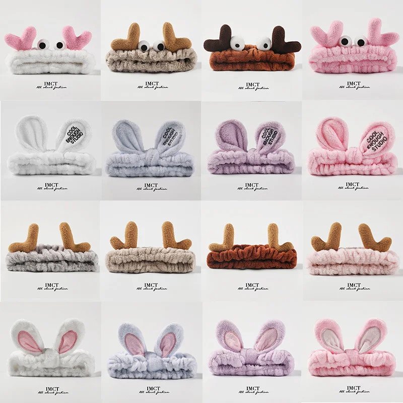 

2019 Fashion Women Big Ears Antler Comfortable Wash Face Hair Accessories Bathe Hair Holder Elastic Headband Girls Hairbands