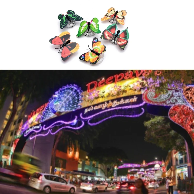 

50pcs/set Creative Colorful Luminous LED Butterfly Night Light Butterfly Sticker Wall Lamp for Party Garde Decoration Retailsale