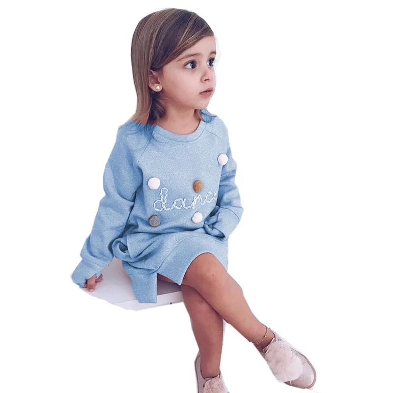

LazyChild Bear Leader Spring Winter Cartoon Letter Embroidery Sweatshirt Girl Fashion Long Hoodie Dress 2-6years