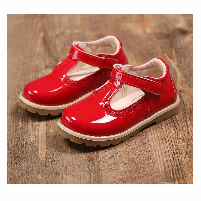 

Patent leather T-bar flats girls shoes children girl school dress shoes