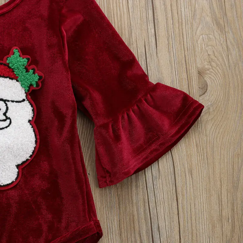 Милая Пижама с рождественским принтом для новорожденных малышей комплект одежды