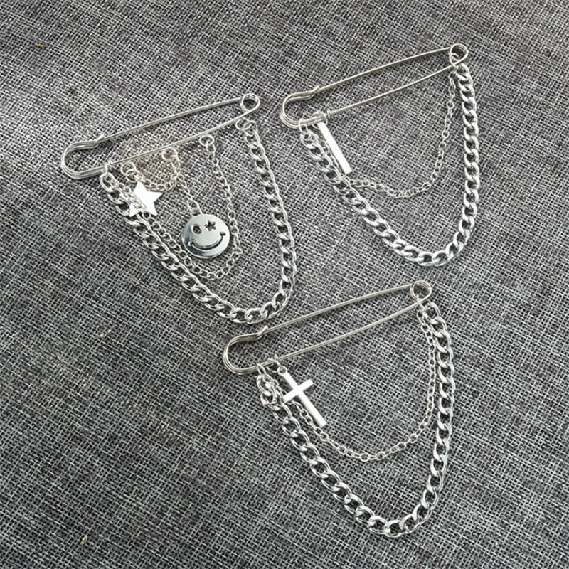 Минималистский Серебряный Цвет Ретро панк большие булавки крест металлическая