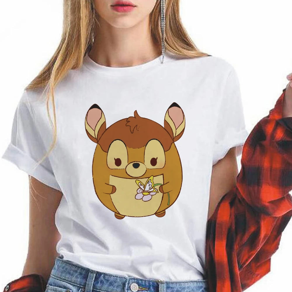 

Bambi Print T-shirt Trend Women Harajuku Loose Breathable Female Short Sleeve Disney Aesthetic Loose Hipster Anime Dropship
