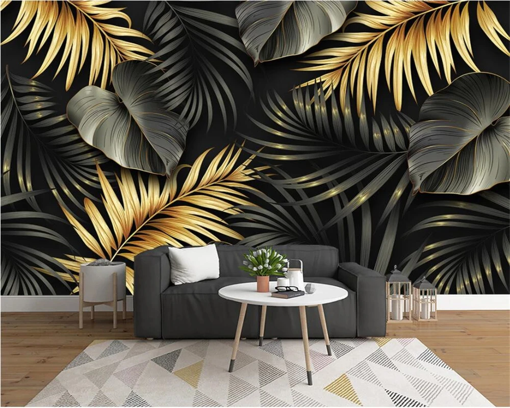 

beibehang Custom Nordic hand-painted tropical plant leaf line light luxury TV background wallpaper wall papers home decor