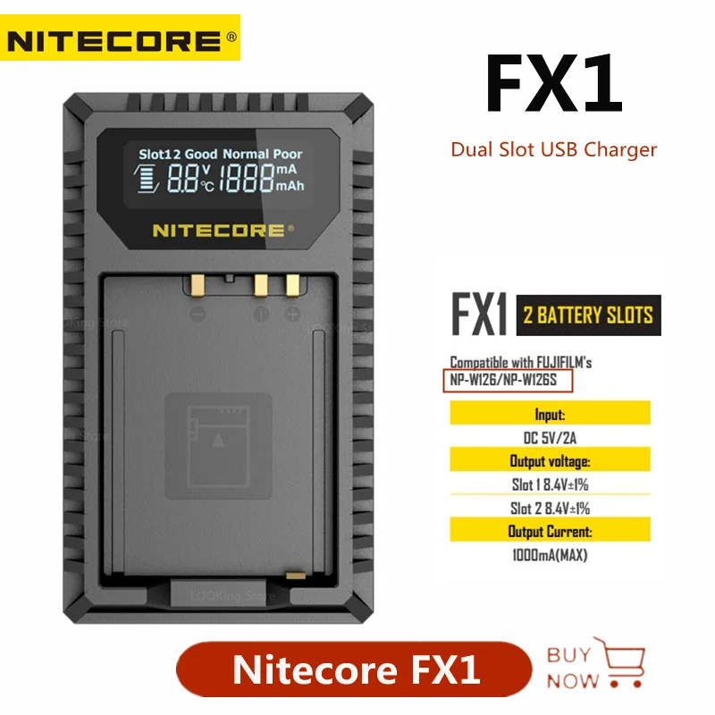 

Nitecore FX1 Dual Slot USB Charger For Fujifilm NP-W126 NP-W126S Camera Battery X-Pro1 X-T1 XE1 XE2 XA1 XA2 XM1 HS30 X-T2 X-E2S