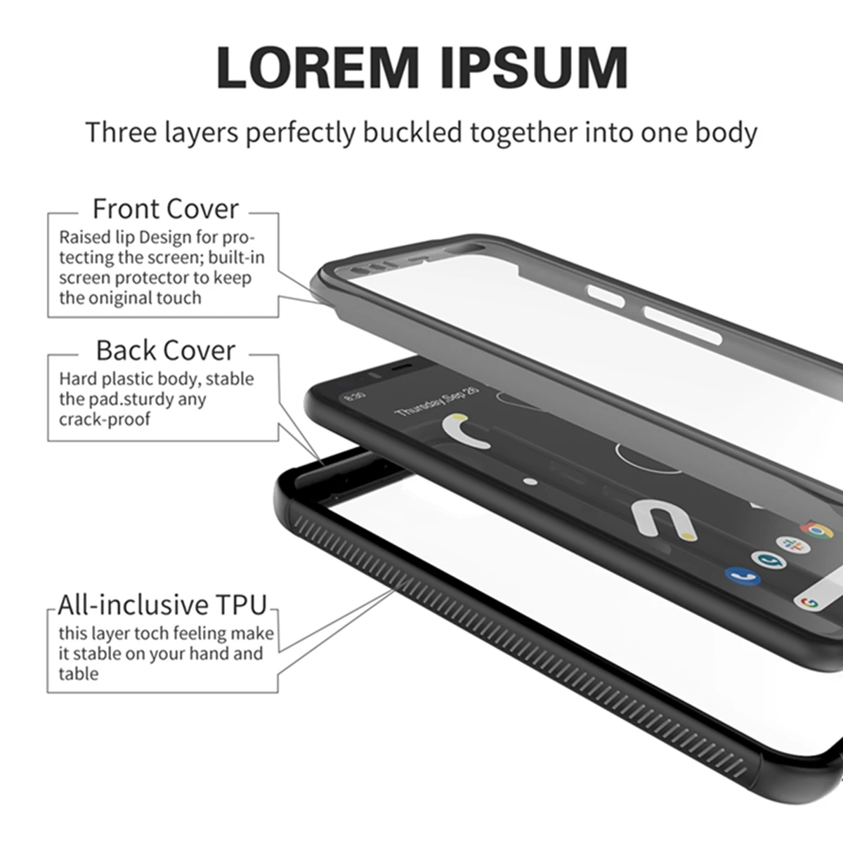 For Google Pixel 4 XL Case Shockproof 360 Degree Protection Dustproof Hybrid Armor Cover Pixel4 Transparent | Мобильные телефоны и