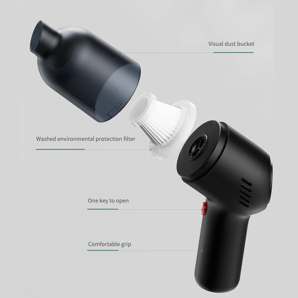 

Car Vacuum Cleaner Portable Wireless Rechargeable Household Handy Dirt Automatic Dust Cleaner 8000pa High Suction Power