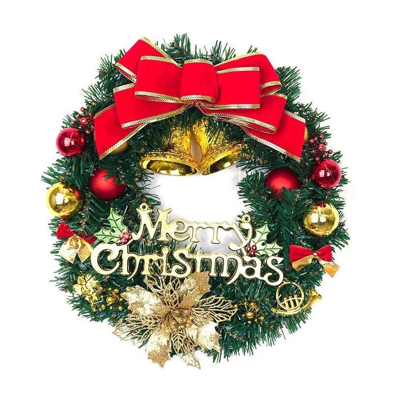 

1PC Christmas Wreath Merry Christmas Front Door Ornament Artificial Hanging Wreath Garland Flower Gifts For Home Party Decor