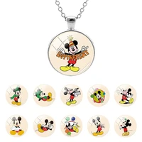 disney mickey mouse cartoon character cute mickey glass dome pendant necklace for party cabochon jewelry high quality mik115 25