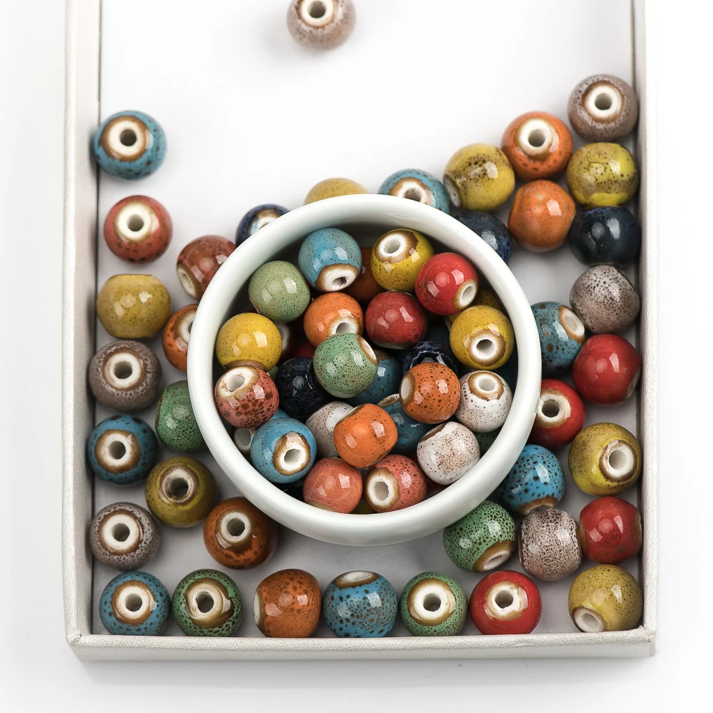 10#12# 40pcs Круглые керамические бусины ручной работы из фарфора с отверстием для изготовления ювелирных изделий 10мм 12мм #A311B.