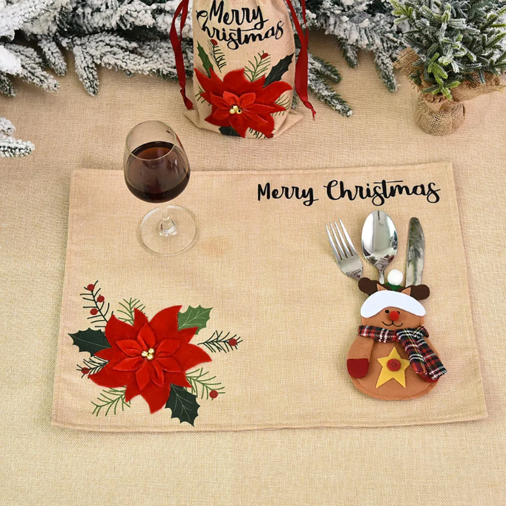 Новогодний Карманный держатель в виде Санты шапки оленя сумка для домашвечерние