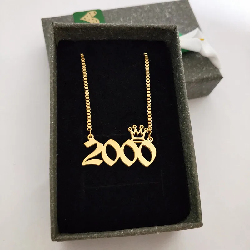 Ожерелье с подвеской в виде короны из нержавеющей стали 2000 1999 1998 1997 цепочка