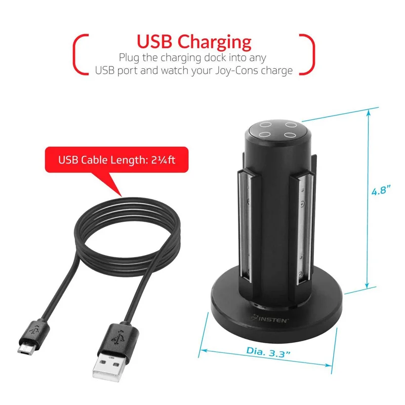 Joy Con зарядное устройство для NS nintendo Switch USB 4 в 1 Joy-Con зарядная док-станция+ светодиодный