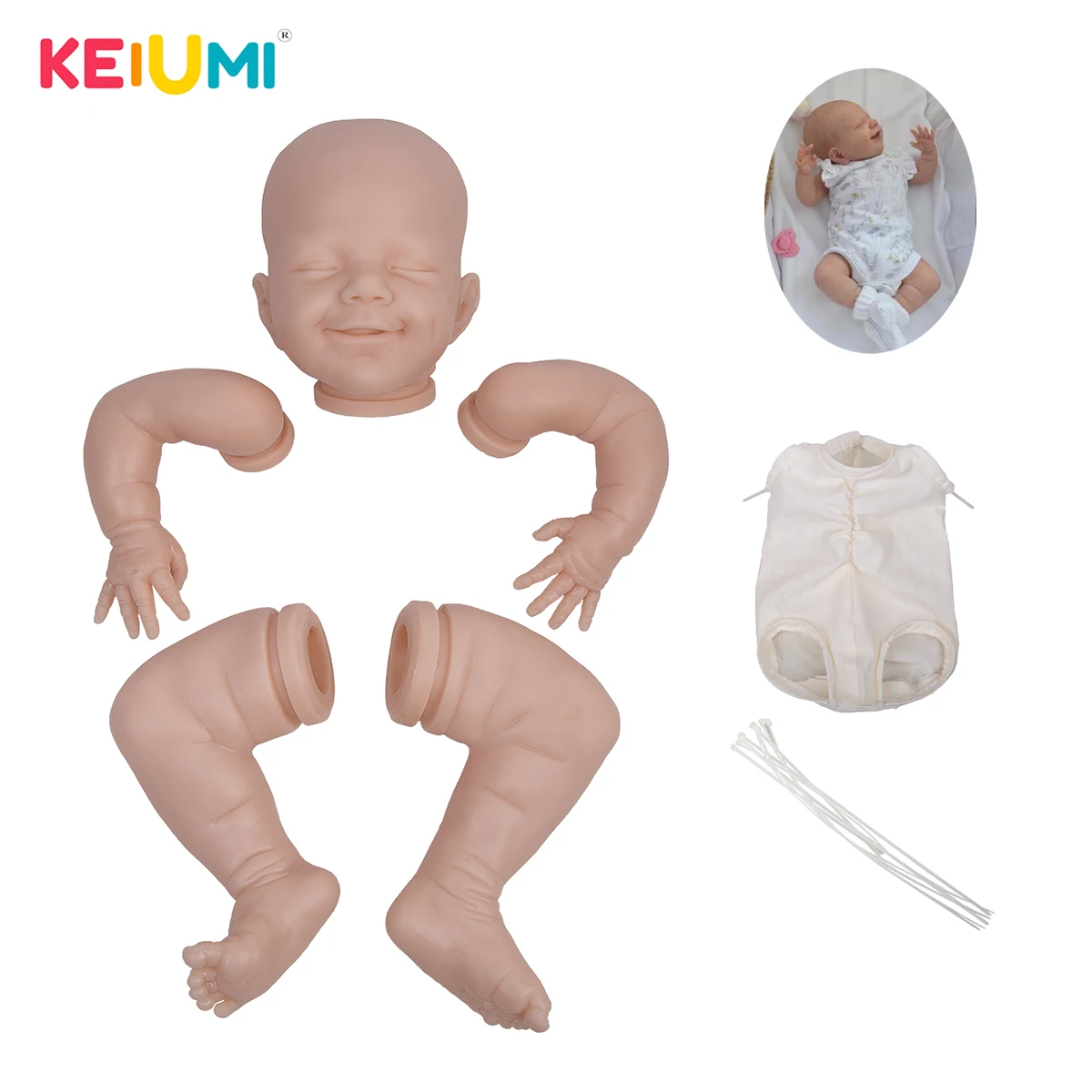 

KEIUMI 20 дюймов куклы Неокрашенный пресс-форма для DIY Reborn Спящая кукла Наборы ткани тела руками ноги полуфабрикатов